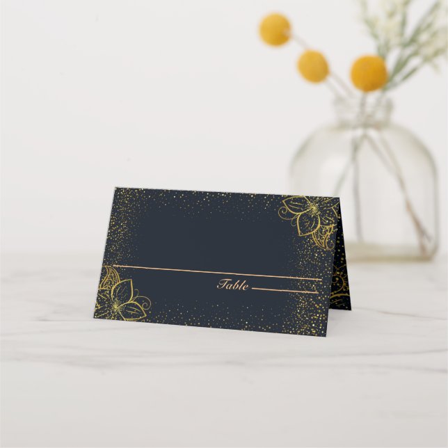 Personalised Black and Gold Place Card (Front)