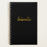 Personalised Black and Gold Planner<br><div class="desc">A personalised black and gold planner. You will be able to easily personalise the front cover with a name in gold. The back cover is a solid black. Please see all photos. This personalised planner would also make a unique gift for her.</div>