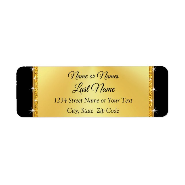 Personalised Black and Gold Return Address Labels (Front)