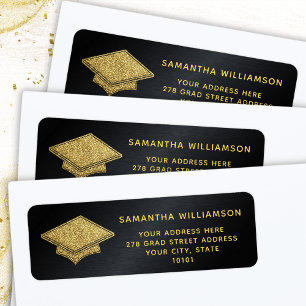 Personalised Black and Gold Simple Graduation