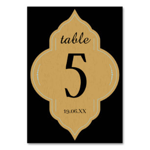 Personalised black and gold Wedding Table Card