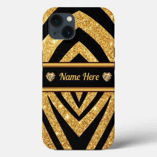 Personalised Black and Gold Zebra Print Phone Case
