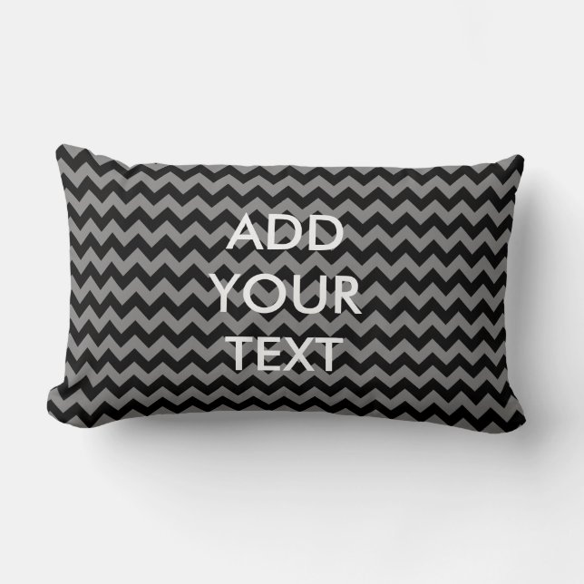 Personalised Black and Grey Chevron Pillow (Front)