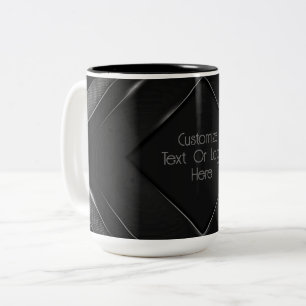 Personalised Black And Grey Chevron Two-Tone Coffee Mug