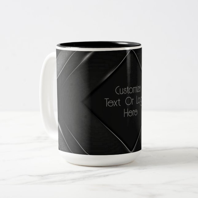 Personalised Black And Grey Chevron  Two-Tone Coffee Mug (Front Left)