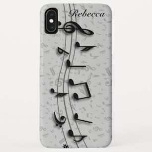 Personalised Black and Grey Musical Notes iPhone XS Max Case