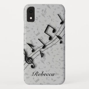 Personalised Black and Grey Musical Notes iPhone XR Case