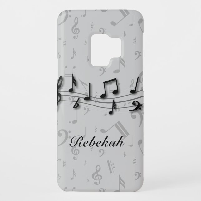 Personalised black and grey musical notes Case-Mate samsung galaxy case (Back)
