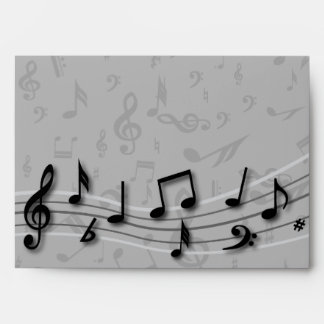 Personalised black and grey musical notes envelope
