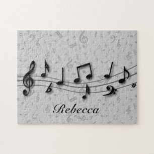 Personalised black and grey musical notes jigsaw puzzle