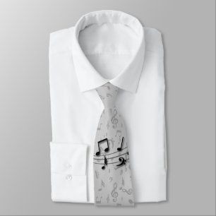 Personalised Black and Grey Musical Notes Tie