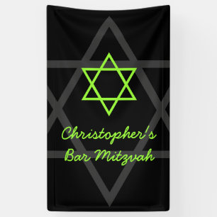 Personalised Black and Lime Green Bar Mitzvah Banner