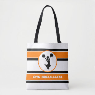 Personalised Black And Orange Cheerleader Tote