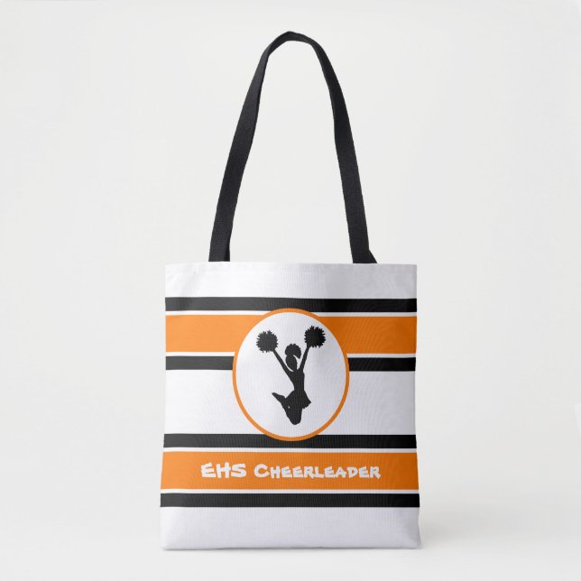 Personalised Black And Orange Cheerleader Tote Bag (Front)