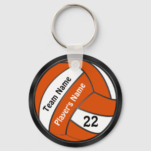 Personalised Black and Orange Volleyball Keychains