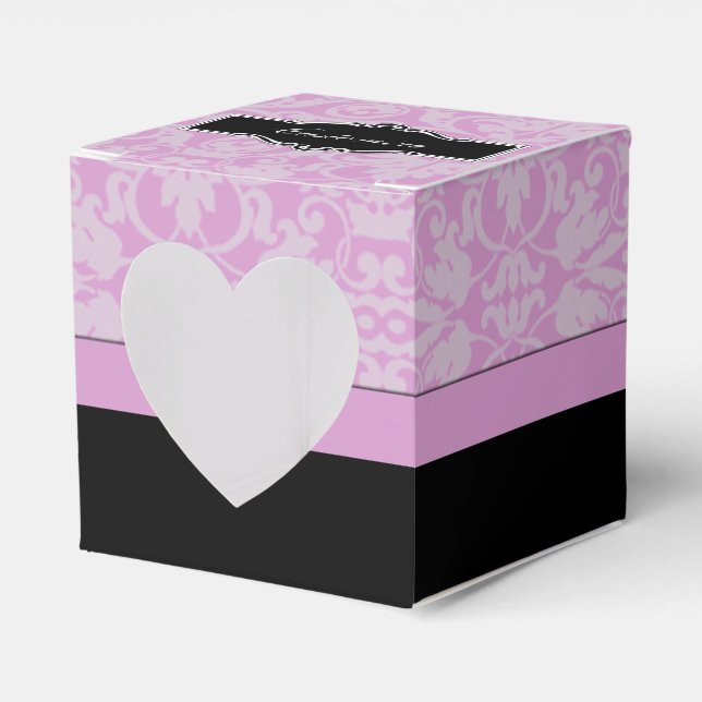 Personalised Black and Pink Damask Heart Box (Front Side)