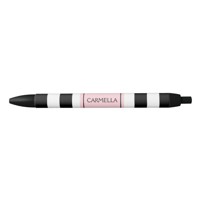 Personalised Black and Pink Striped Pen (Front)