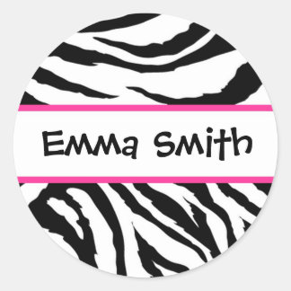 Personalised Black and Pink Zebra Stickers