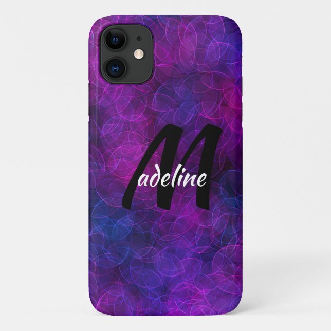 Personalised Black and Purple Abstract Bubbles   Case-Mate iPhone Case (Back)