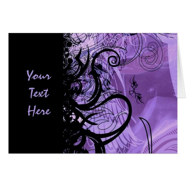 Personalised Black and Purple Goth Pattern Card (Front Horizontal)