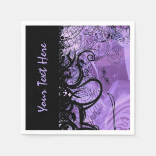 Personalised Black and Purple Goth Pattern Napkins