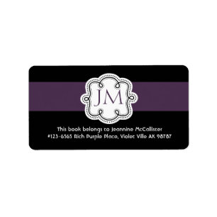 Personalised Black and Purple Ladies  Bookplate Label