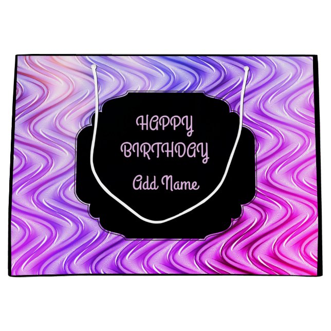 Personalised Black and Purple Large Gift Bag (Front)