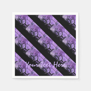 Personalised Black and Purple Striped Napkins
