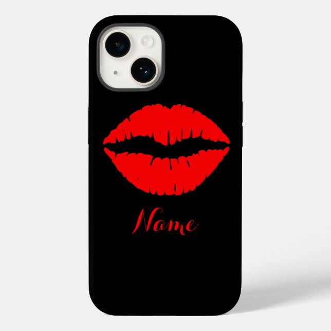Personalised Black and Red Lipstick Print Case-Mate iPhone Case (Back)