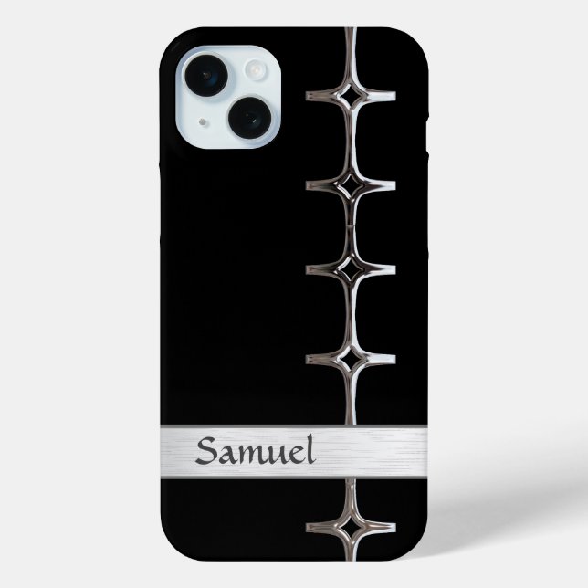 Personalised Black and Silver Chrome Case-Mate iPhone Case (Back)