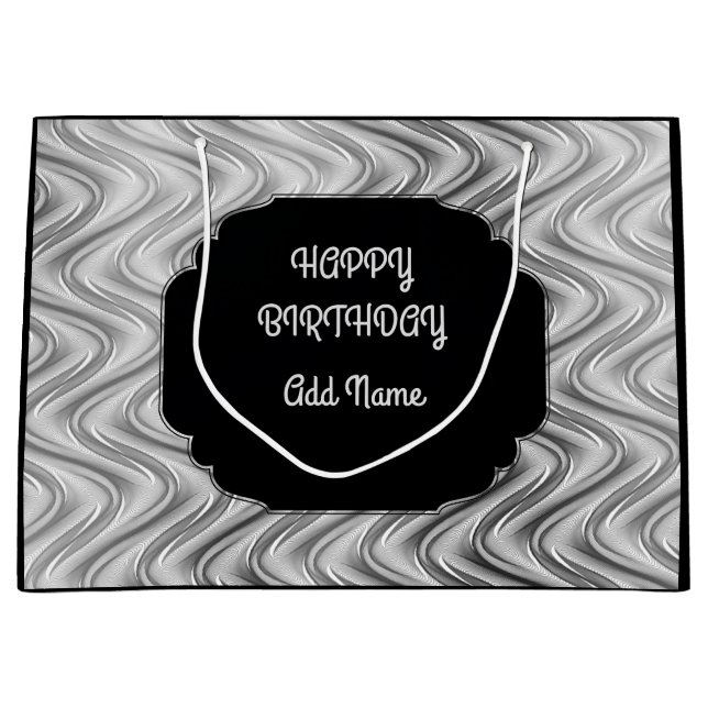 Personalised Black and Silver Large Gift Bag (Front)