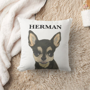 Personalised Black and Tan Chihuahua Reversible Cushion