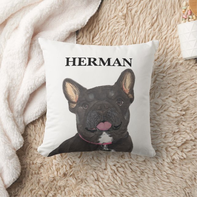 Personalised Black and Tan Frenchie French Bulldog Cushion (Blanket)