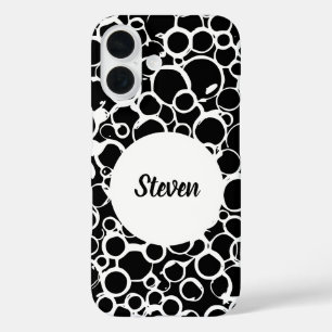 personalised black and white abstract pattern iPhone 16 case