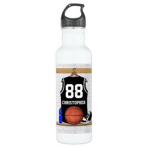 Personalised Black and White Basketball Jersey 710 Ml Water Bottle