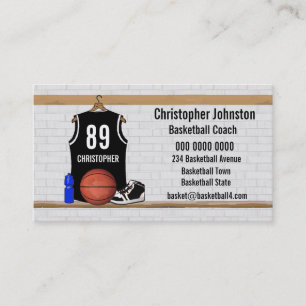 Personalised Black and White Basketball Jersey Business Card