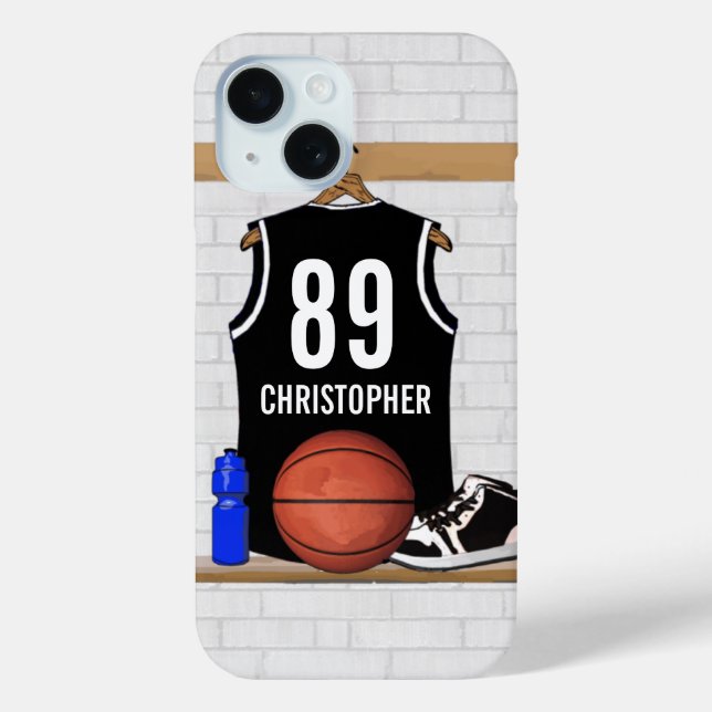 Personalised Black and White Basketball Jersey Case-Mate iPhone Case (Back)
