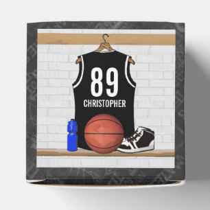 Personalised Black and White Basketball Jersey Favour Box
