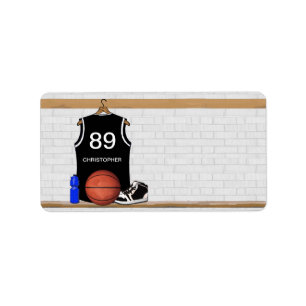 Personalised Black and White Basketball Jersey Label