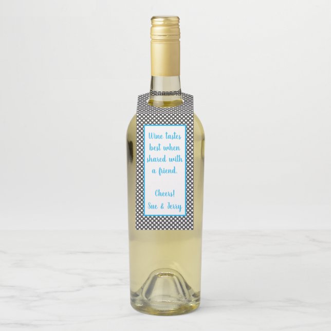 Personalised Black and White Bottle Tags (On Bottle)