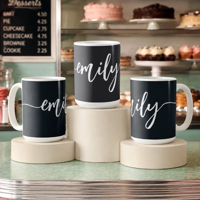 Personalised Black and White Calligraphy Name Coffee Mug (Creator Uploaded)