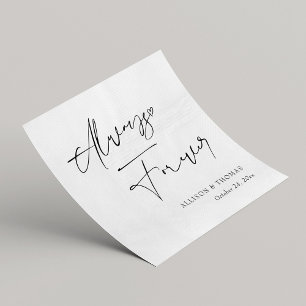 Personalised Black and White Calligraphy Wedding Napkin