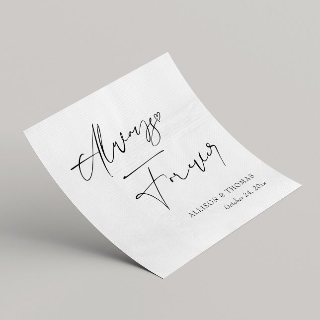 Personalised Black and White Calligraphy Wedding Napkin (Personalized Black and White Calligraphy Wedding Napkins)