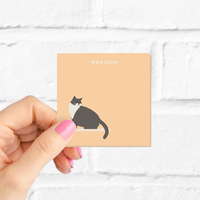 Personalised Black and White Cat Orange  Post-it Notes (Creator Uploaded)