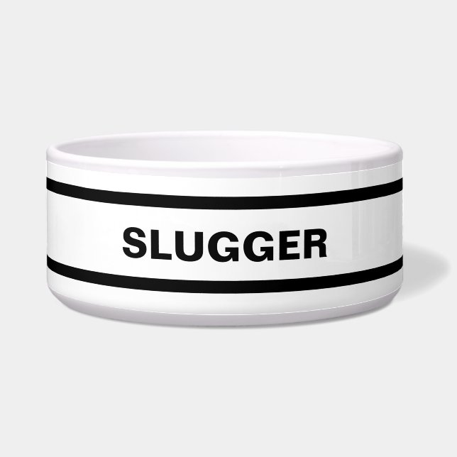 Personalised Black and White Ceramic Pet Bowl (Front)