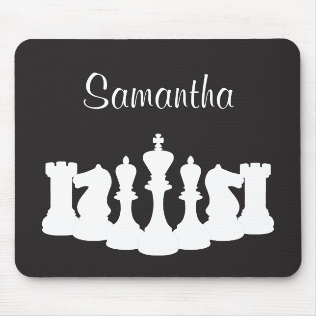 Personalised Black and White Chess Mousepad (Front)