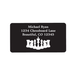 Personalised Black and White Chess Pieces Classic Label