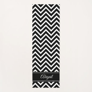 Personalised Black and White Chevron Yoga Mat