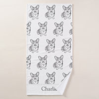 Personalised Black and White Corgi Dog Doodle