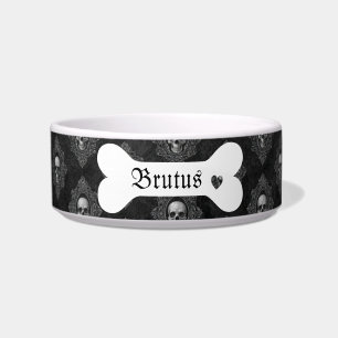 Personalised Black and White Custom Gothic Skull Bowl